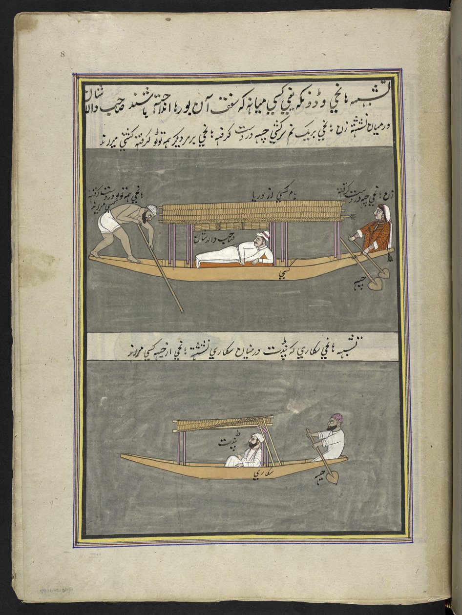 Bådsmænd,  86 tegninger indbundet i et bind, der viser håndværk og erhverv i Kashmir, håndværkere vises i arbejde med deres redskaber og udstyr,  Af en Kashmir-kunstner, sandsynligvis i Srinagar, ca. 1850-60 (gouache på papir) af Indian School