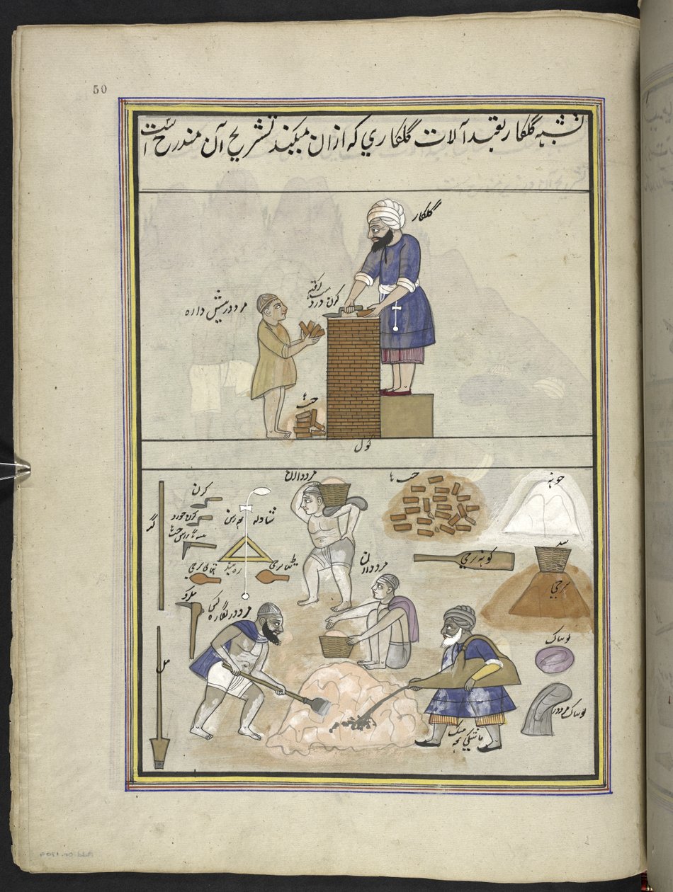 Murere,  86 tegninger indbundet i et bind, der viser håndværk og erhverv i Kashmir, håndværkere vises i arbejde med deres redskaber og udstyr,  Af en Kashmir-kunstner, sandsynligvis i Srinagar, ca. 1850-60 (gouache på papir) af Indian School