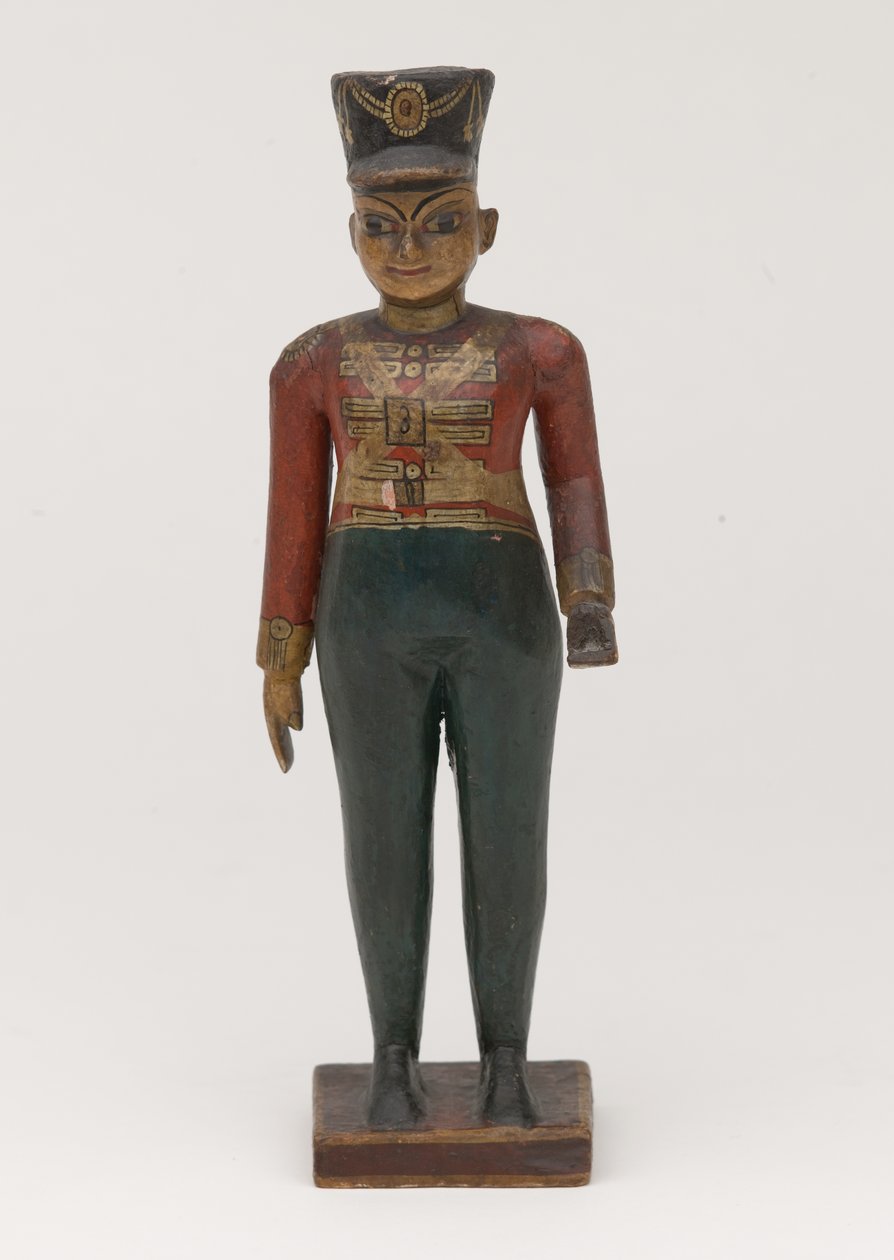Udskåret træfigur af en britisk officer fra 3. Madras af Indian School