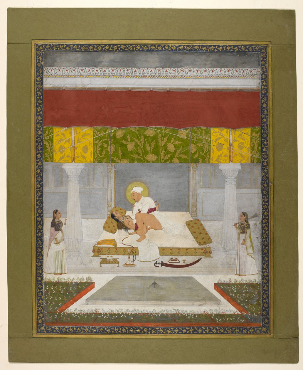 Chitarman II (Kalyan Das), Muhammad Shah Making Love, ca. 1735 (gouache på papir) af Indian School