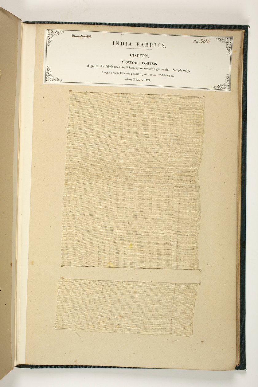 Coarse Cotton, Benares, fra The Collection of the Textile Manufacturers of India, af John Forbes Watson, udgivet i 1866 af Indian School