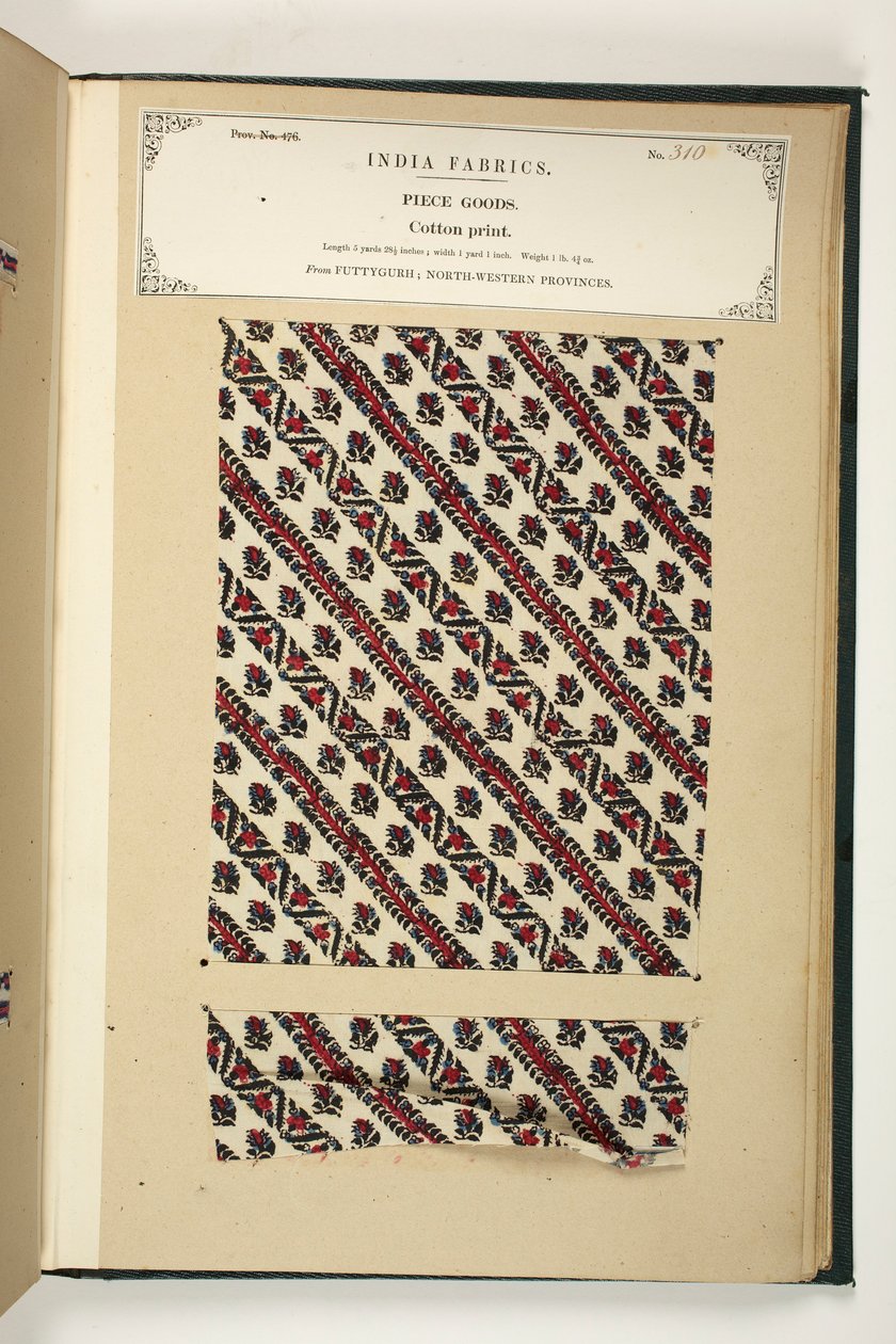 Bomuldstryk, Fatehgarh, Uttar Pradesh, Indien, Piece Goods, nr. 310 fra 