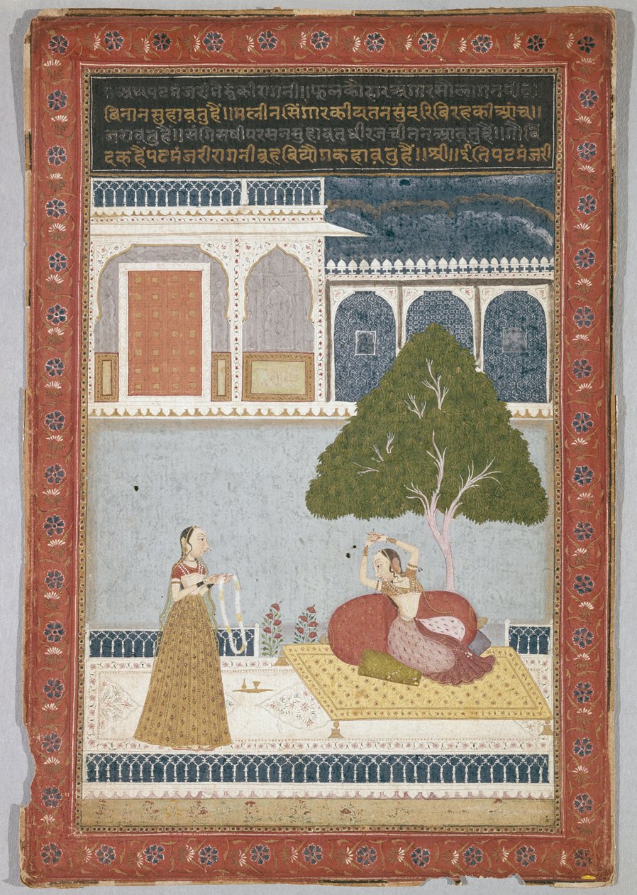 Desvarati Ragini, dateret 1768 (tempera på lagt papir) af Indian School
