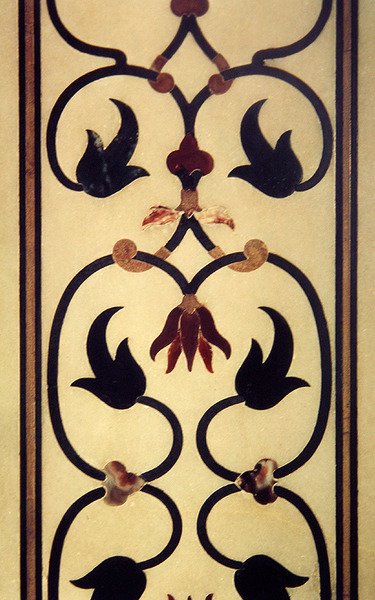 Detalje af indlægsarbejde på en ydervæg, ca. 1631-54 (pietra dura) af Indian School