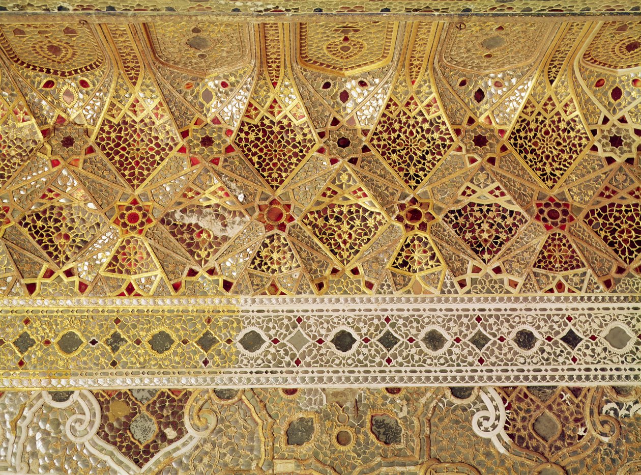 Detalje af Gallery of Mirrors, Sheesh Mahal, Lahore Fort af Indian School