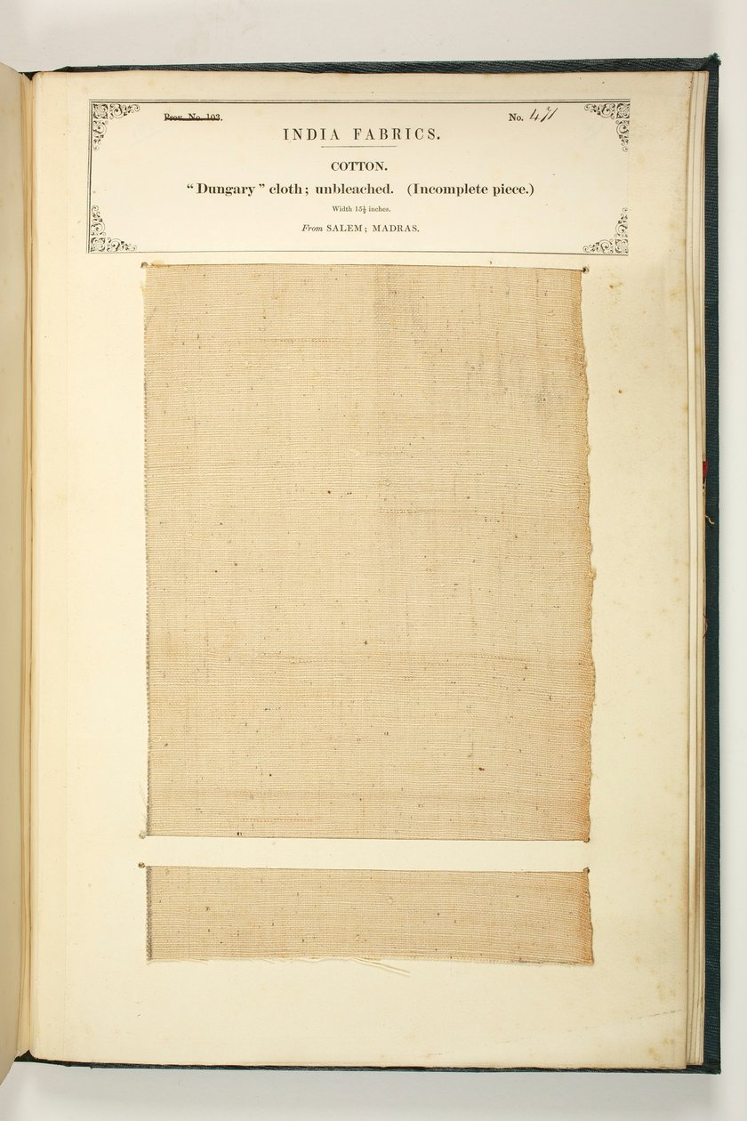 Dungary Cloth, Salem, Madras, fra The Collection of the Textile Manufacturers of India, af John Forbes Watson, udgivet i 1866 af Indian School
