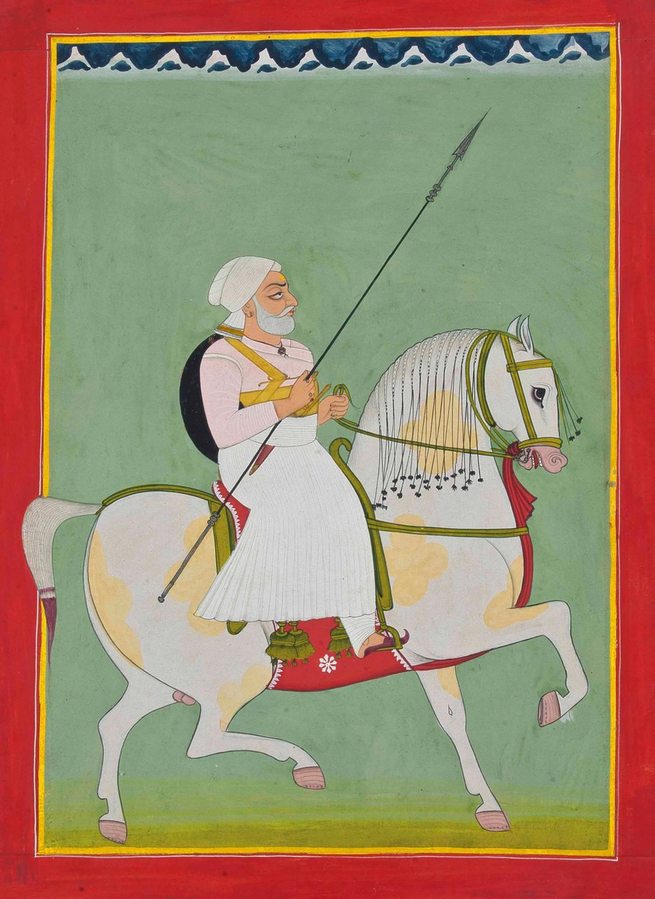Ridesportræt af Durgadas Rathore, ca. 1800 af Indian School