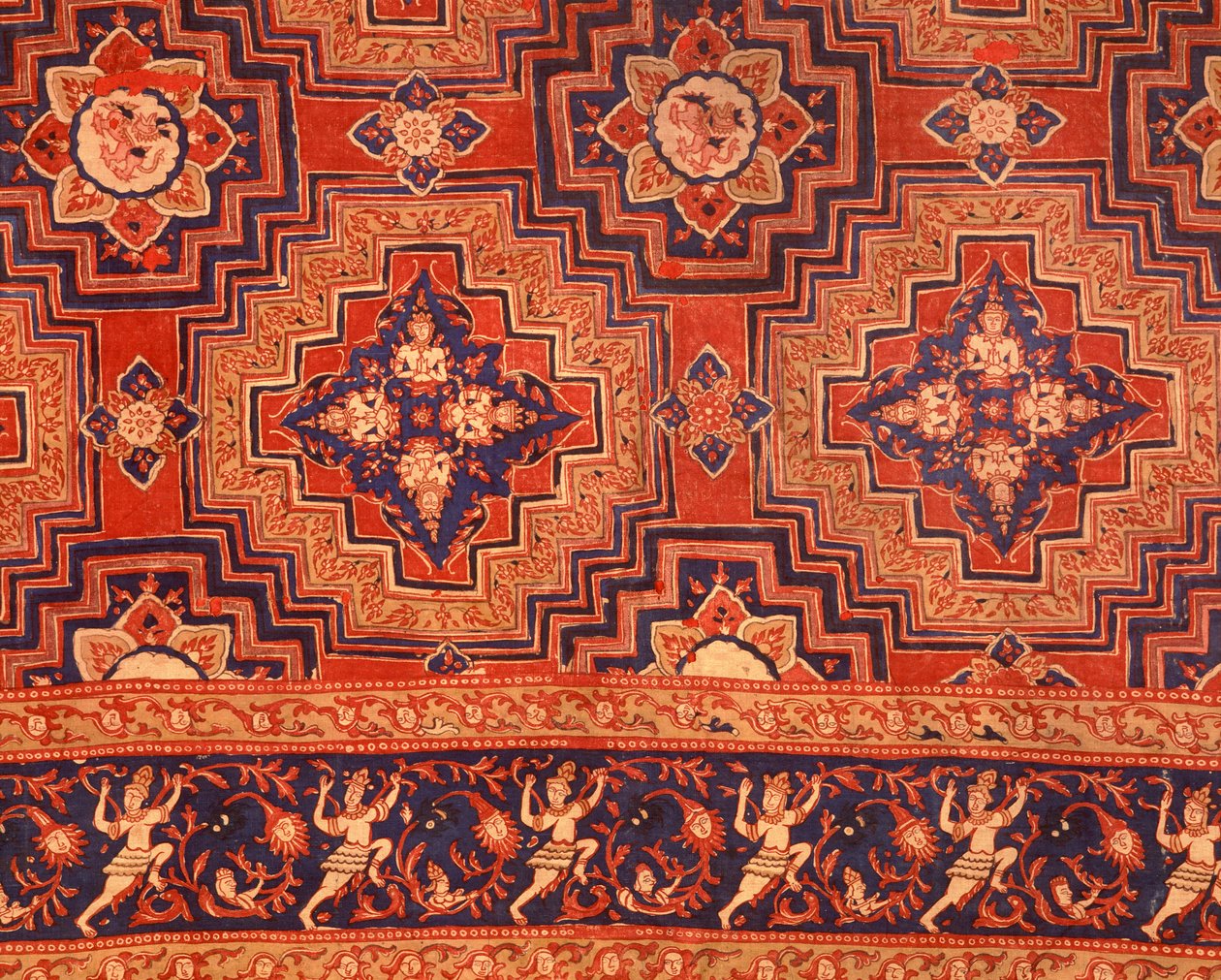 Stof fra Ayuttaya-perioden med thailandske designs (trykt bomuld) af Indian School