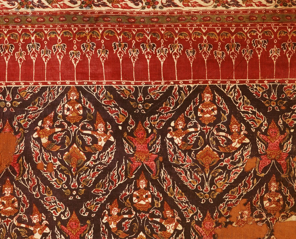 Stof fra Ayuttaya-perioden med thailandske designs (trykt bomuld) af Indian School