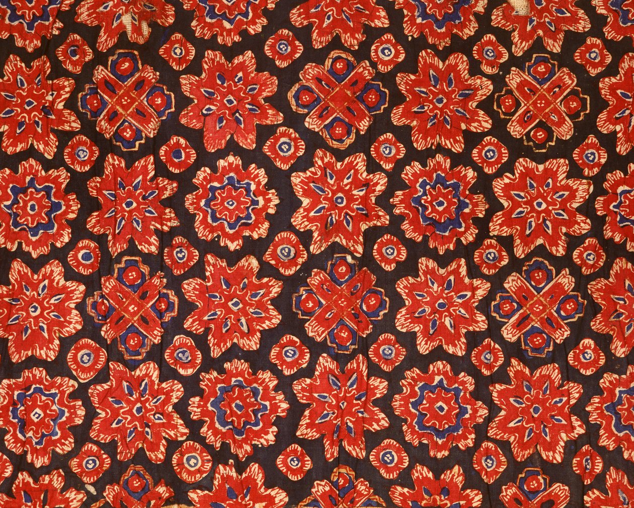 Stof med et gammelt thailandsk design (trykt bomuld) af Indian School
