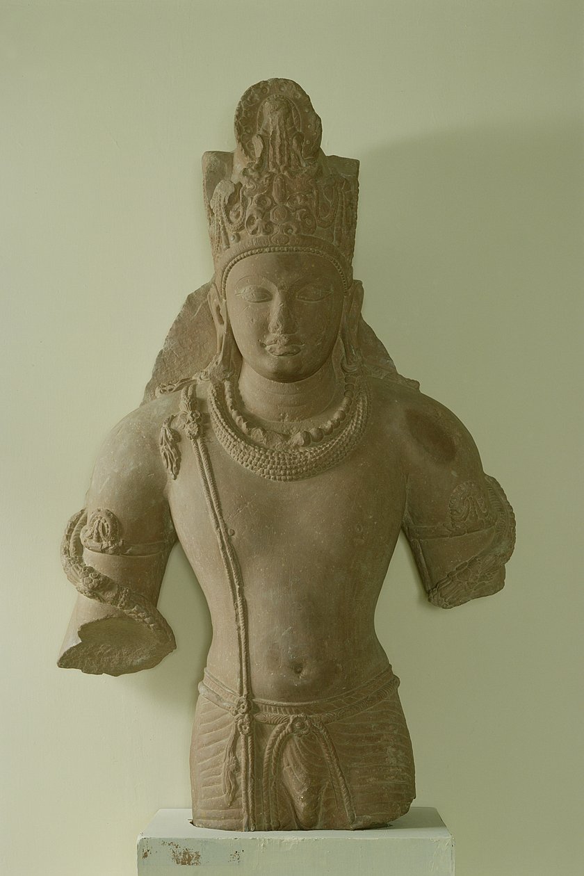 Figur af Lord Vishnu, Mathura (rød sandsten) af Indian School
