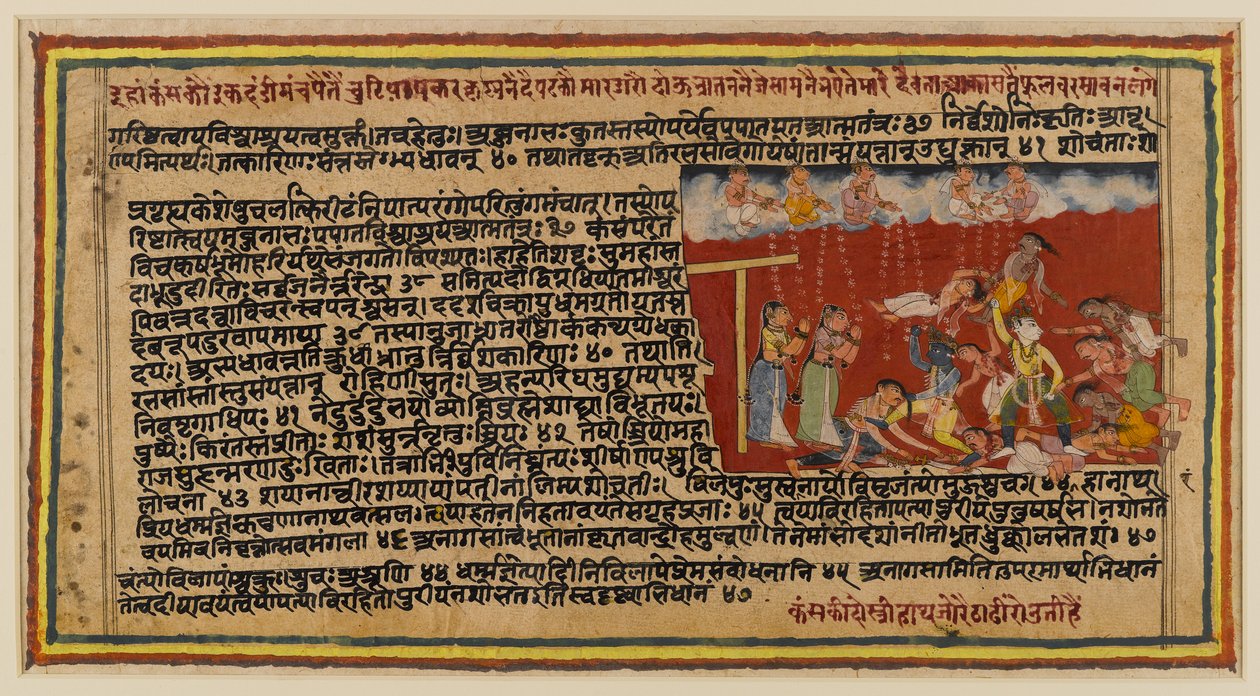 Folio fra en Bhagavata-serie, ca. 1610-50 (wc på papir) (recto of 499340) af Indian School