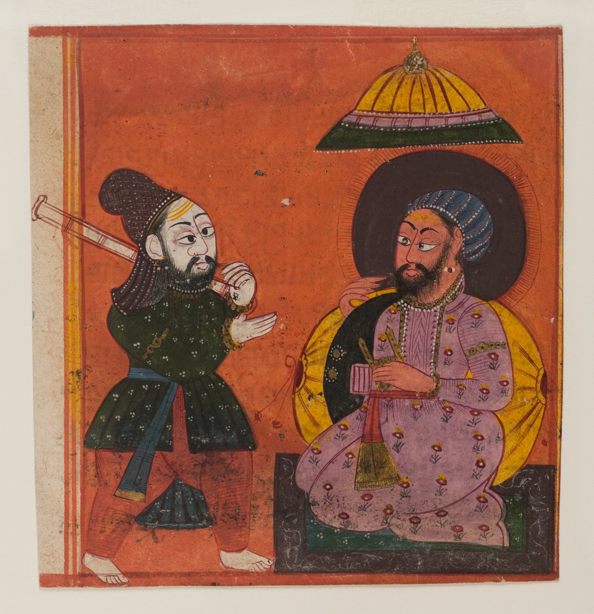Fragment af en side fra en Markandeya Purana-serie, ca. 1625 (ugennemsigtigt wc & guld på papir) af Indian School
