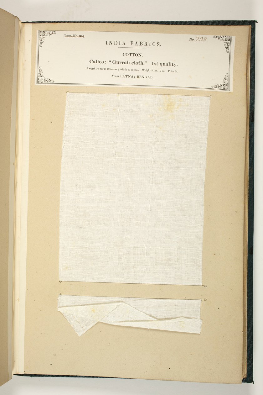 Gurrah Cloth, Patna, Bengal, fra The Collection of the Textile Manufacturers of India, af John Forbes Watson, udgivet i 1866 af Indian School