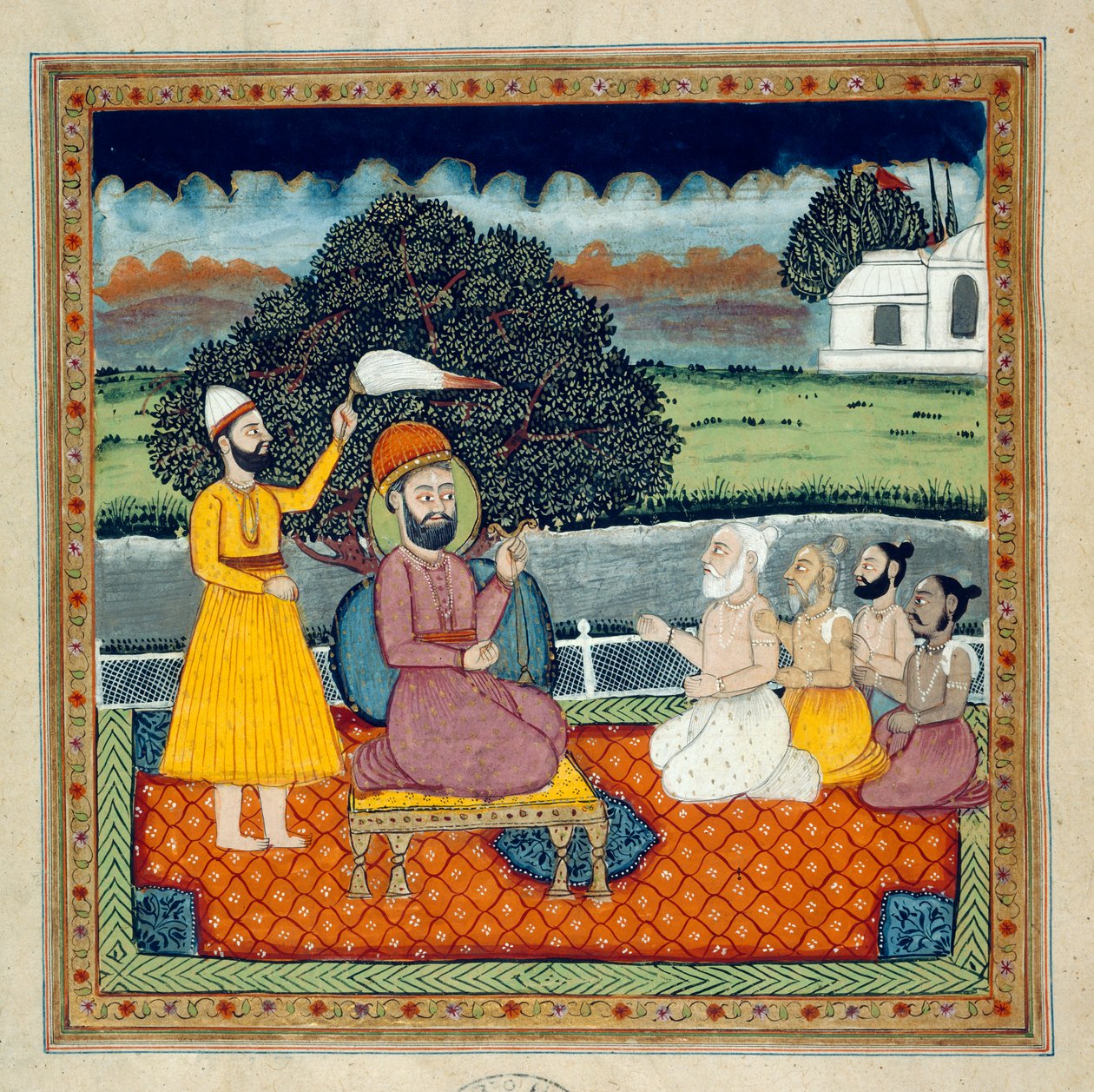 Guru Nanak, grundlæggeren af sikh-religionen, i strid med hinduistiske hellige af Indian School