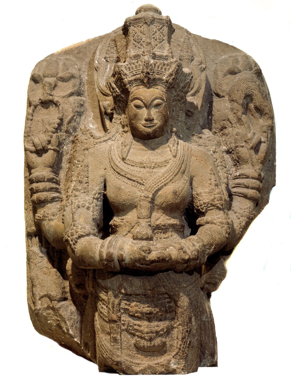 Hinduisme: stele dedikeret til gudinden Devi. 1400-tallet Fra øen Java. Paris, Guimet-museet, Nationalmuseet for asiatisk kunst af Indian School