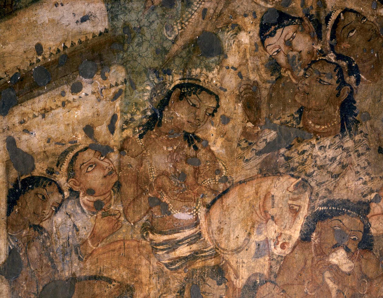 INDIENSK KUNST: Fresko i den buddhistiske hule nr. 19, 2. århundrede f.Kr. af Indian School