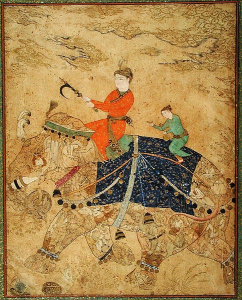 I. 11.37r En prins rider på en elefant, ca. 1600 (vellum) af Indian School