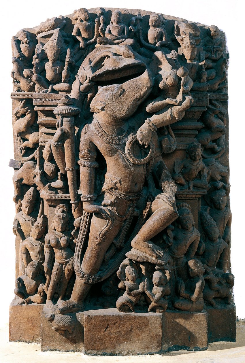 Indisk kunst: den hinduistiske guddommelige Vishnu i form af en orne. Fra Khajuraho, Indien. Chandela periode af Indian School