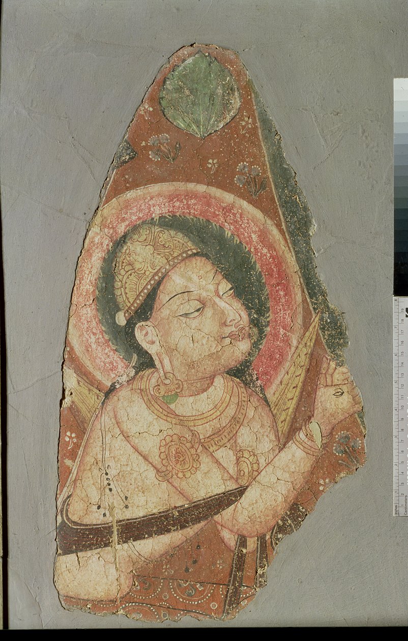 Indra, Balawaste, 7.-8. århundrede (vægmaleri) af Indian School