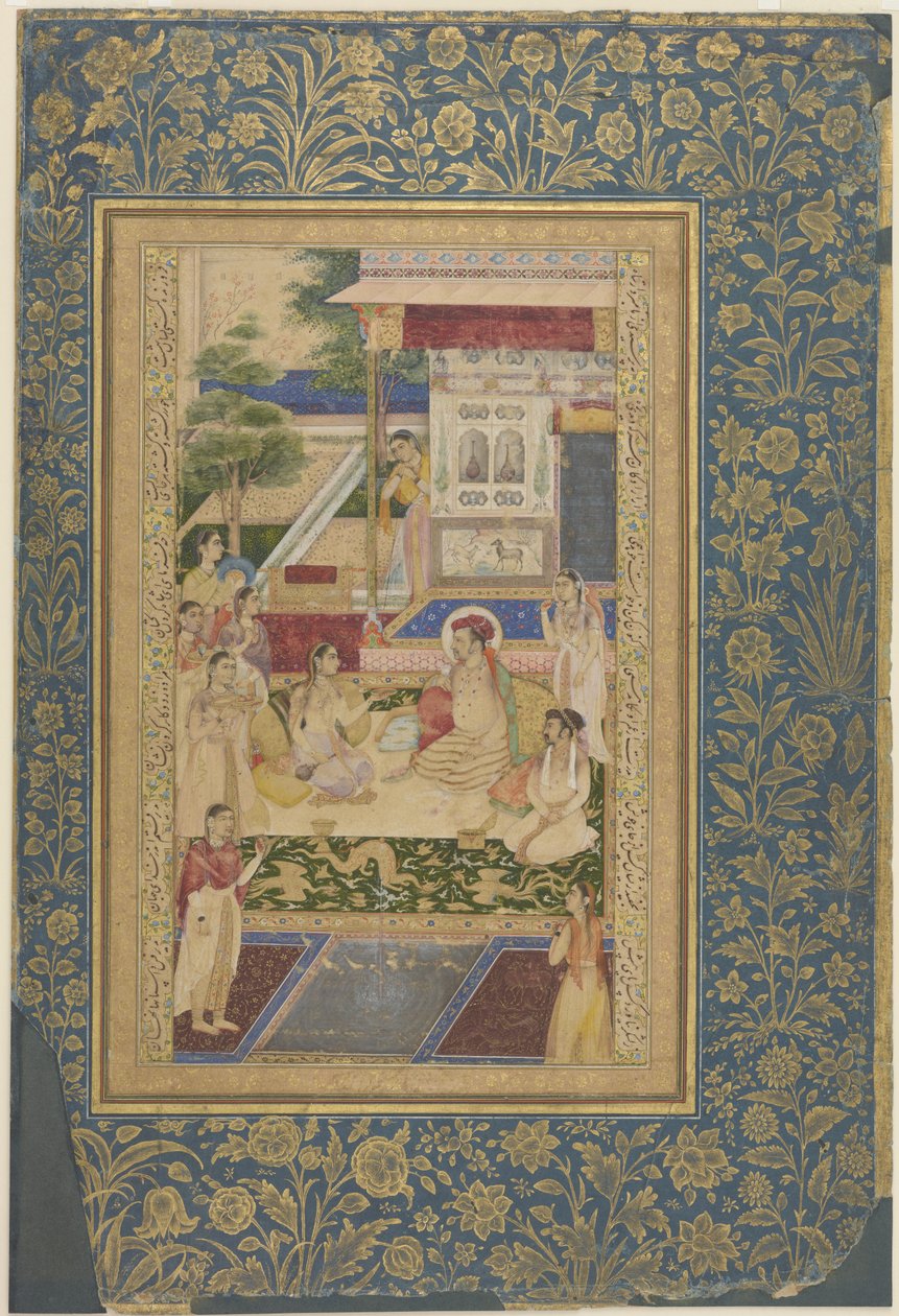 Jahangir og prins Khurram underholdt af Nur Jahan, ca. 1640-50 af Indian School