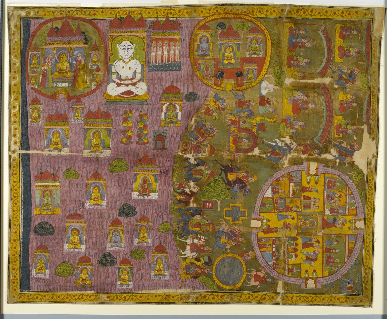 Jain-pilgrimsrejse, lavet i Rajasthan, ca. 1750 (ugennemsigtigt wc og guld på stof) af Indian School