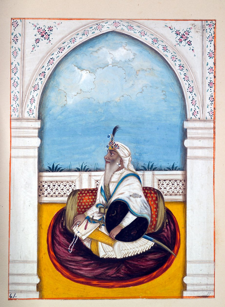 Jemadar Khushyal Singh, fra The Kingdom of the Punjab, its Rulers and Chiefs, bind II, et bind med 30 akvarelstudier af en uidentificeret indisk kunstner, ca. 1840 (wc på papir) af Indian School