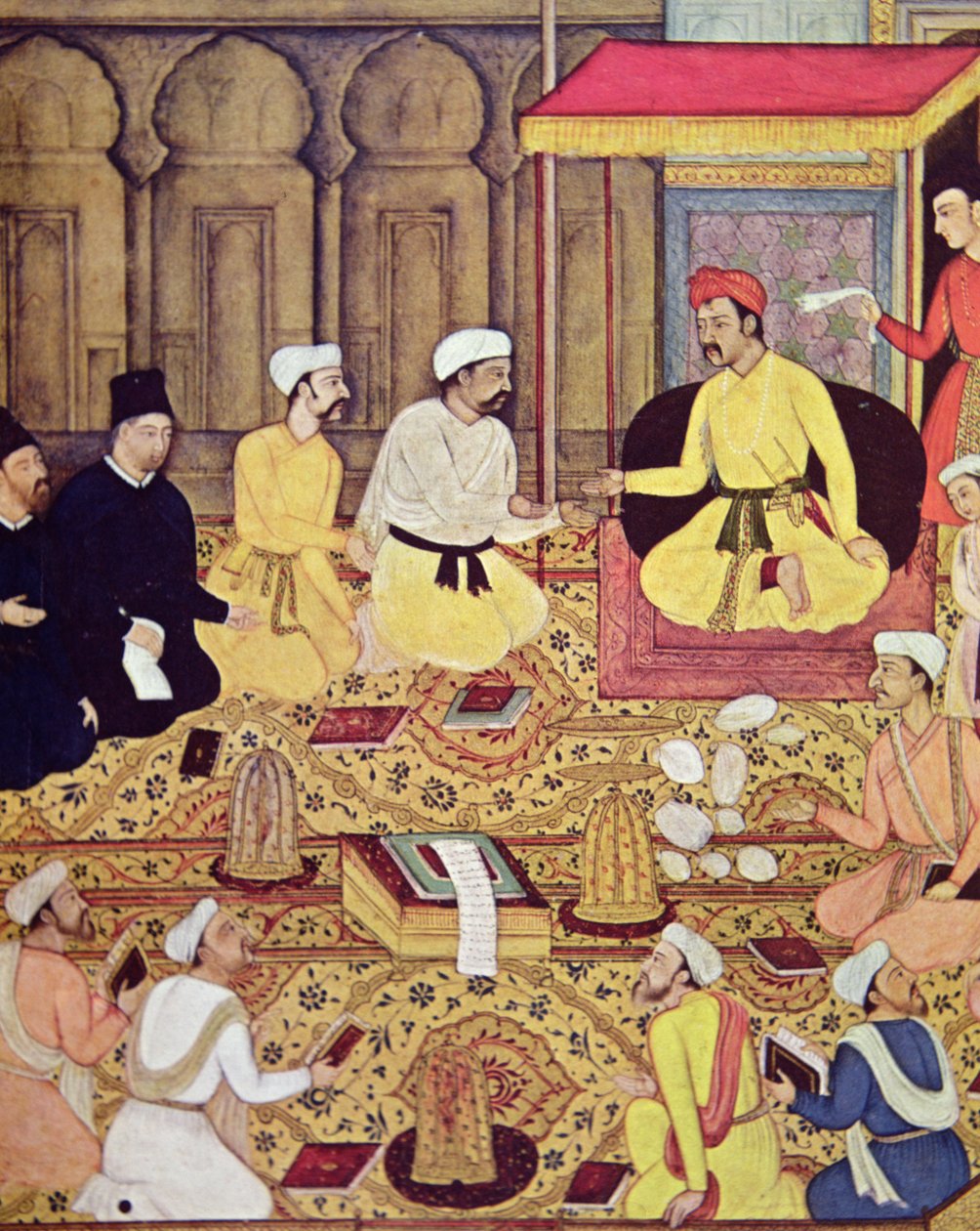 Jesuitter ved en indisk prinss hof (gouache på papir) af Indian School
