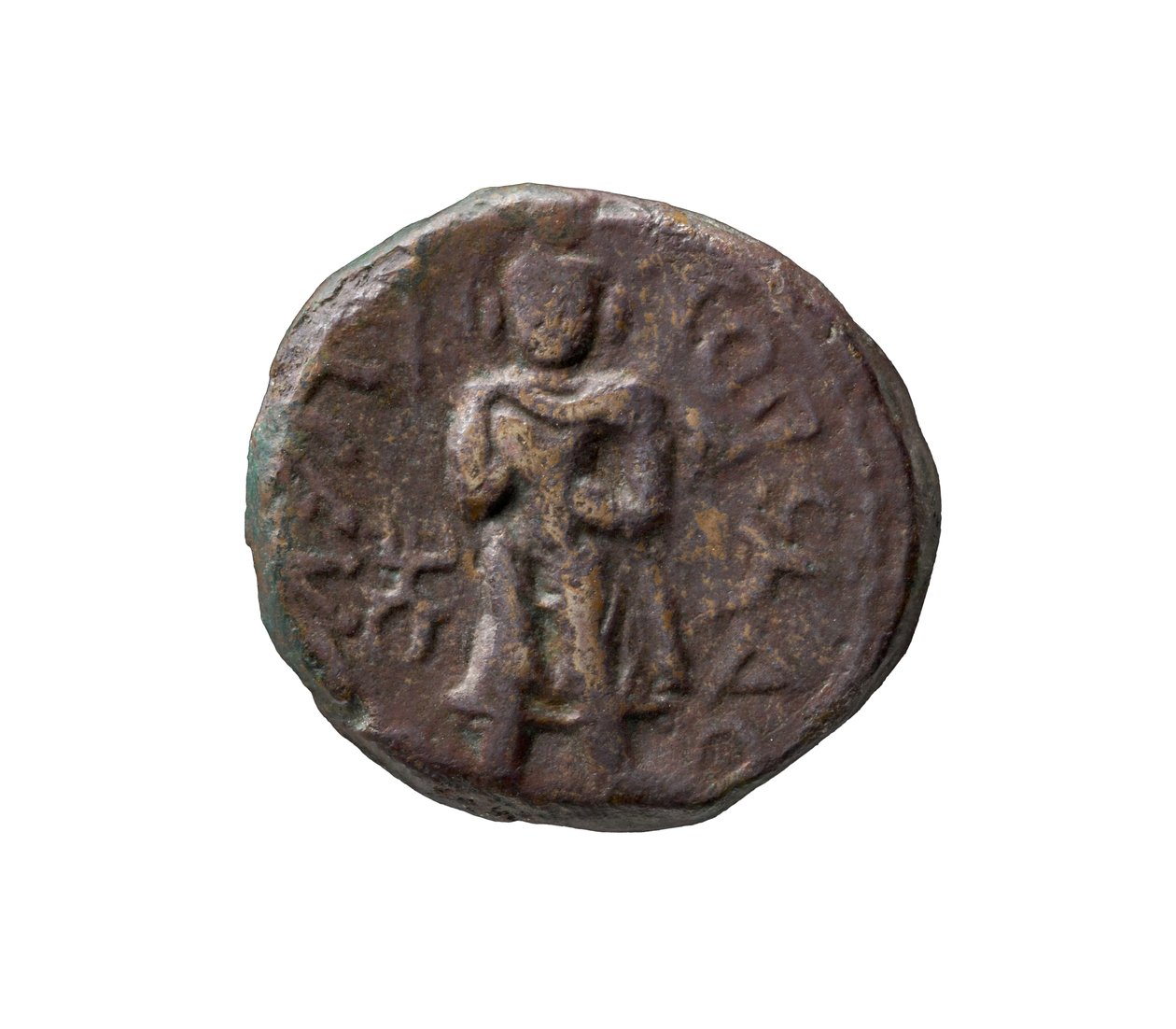 Kushan Coin, AD 127-155 (kobber) af Indian School