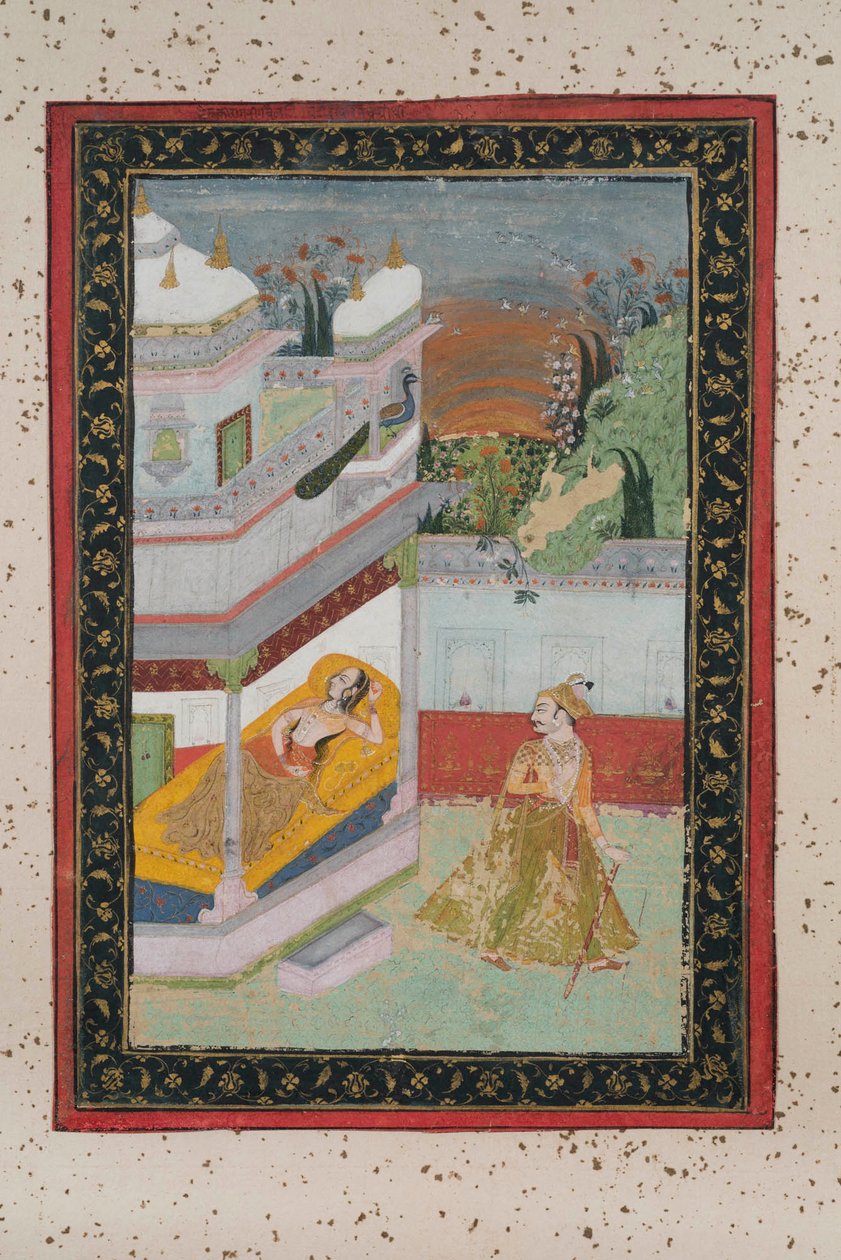 Lalit Ragnini, ca.1790 (gouache på papir, guldudsmykning) af Indian School