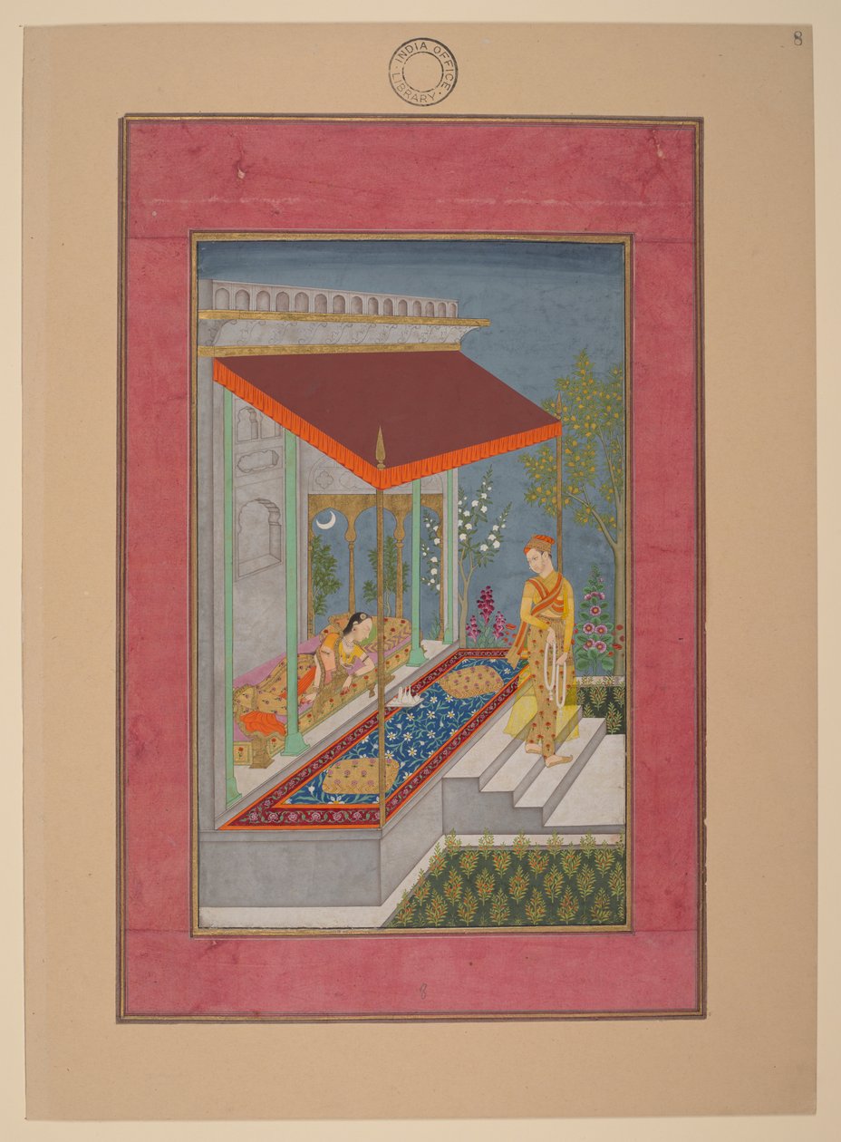Lalita Ragini, Indien, Hyderabad, ca. 1760; Johnson Album 37, nr. 8 (blæk, farver og guld på papir) af Indian School