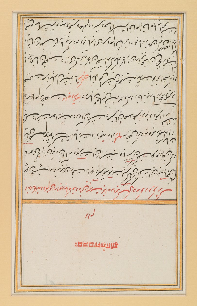 Blad fra et manuskript af Hafizs Divan, 17.-19. århundrede (blæk på papir) af Indian School