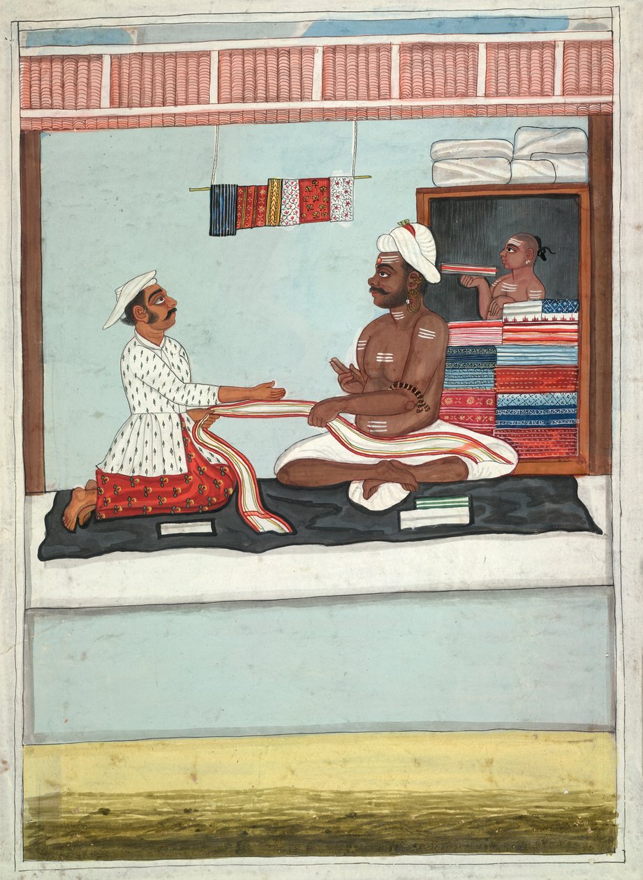 MS Add.Or.2531 Cloth Merchant, ca. 1800 (akvarel på papir) af Indian School