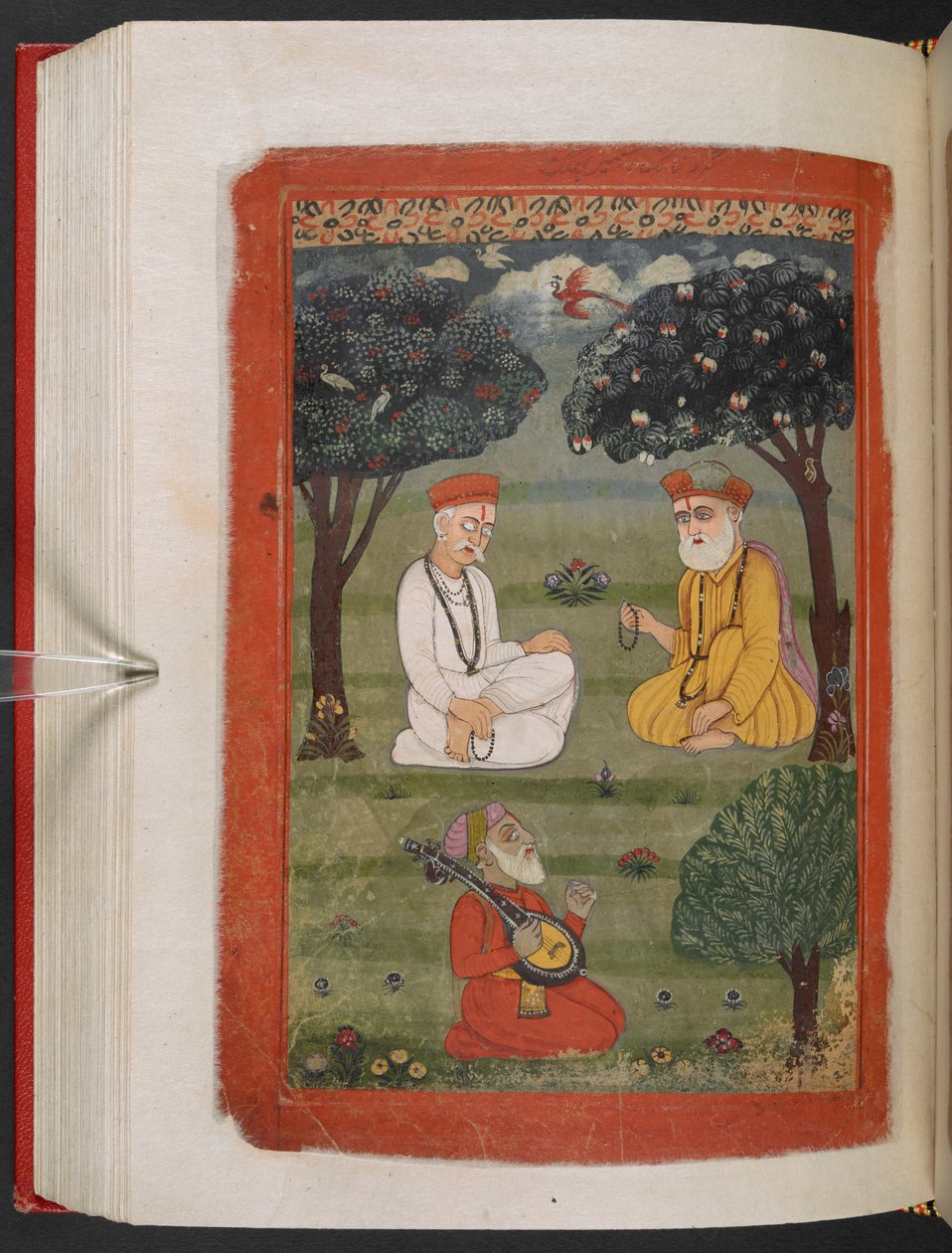 MS Panj B 40, f.131v, Bhagat Kabir ji og Guru Nanak Dev ji møde, illustration fra 