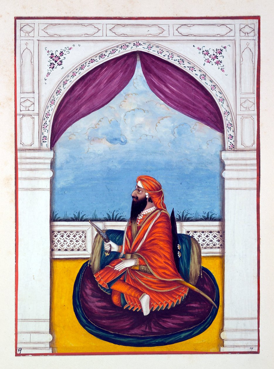 Maharaja Dyan Singh, fra The Kingdom of the Punjab, its Rulers and Chiefs, bind I, et bind med 27 akvarelstudier af en uidentificeret indisk kunstner, ca. 1840 (wc på papir) af Indian School