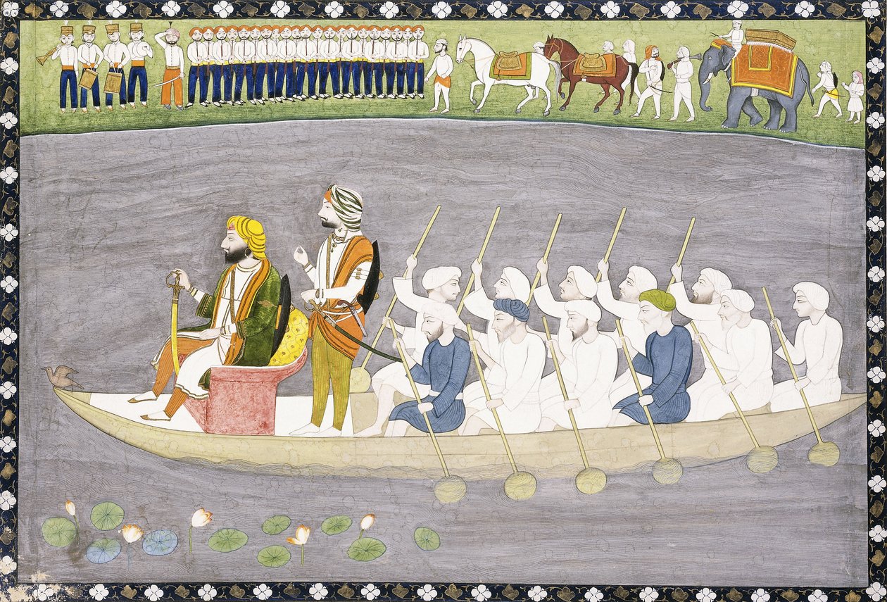 Maharaja Gulab Singh ved Wular-søen i Kashmir, ca. 1840 af Indian School