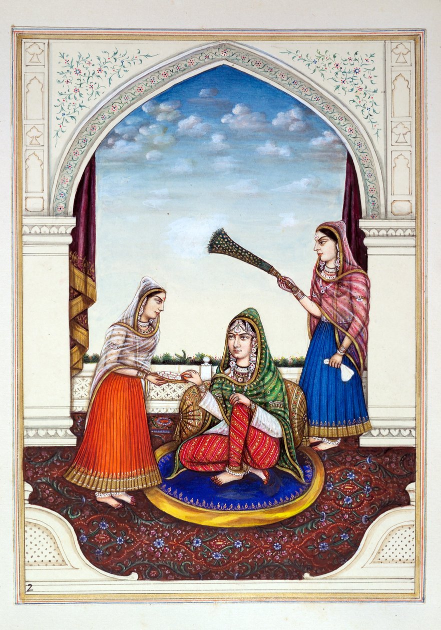 Maharani Jindan, fra The Kingdom of the Punjab, its Rulers and Chiefs, bind I, et bind med 27 akvarelstudier af en uidentificeret indisk kunstner, ca. 1840 (wc på papir) af Indian School