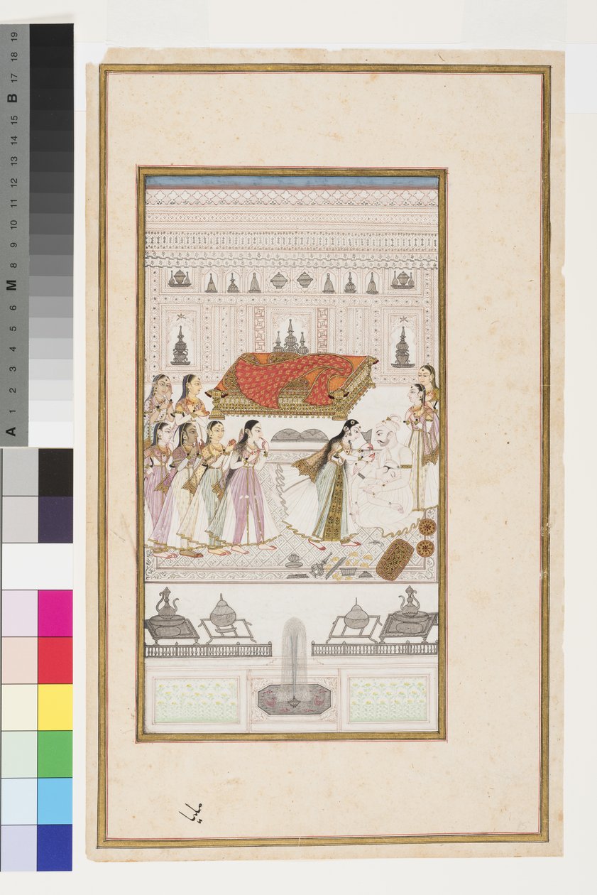 Manohar kollapser i sin fars arme, ca. 1710 af Indian School