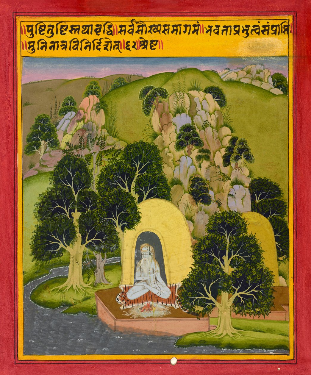 Mediterende asketisk, folio fra en drømmebog, ca. 1720 af Indian School