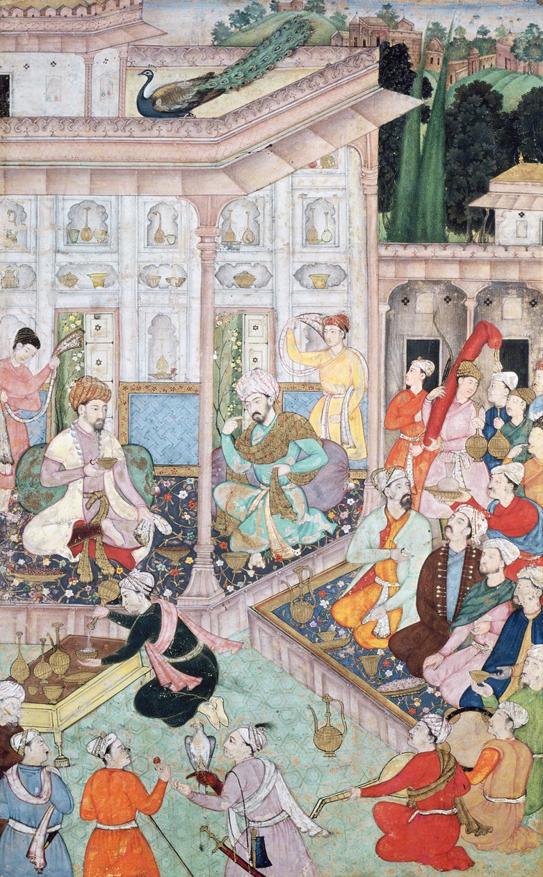Møde mellem Babur og Bedi Az Zaman Mirza, 16.-17. århundrede af Indian School