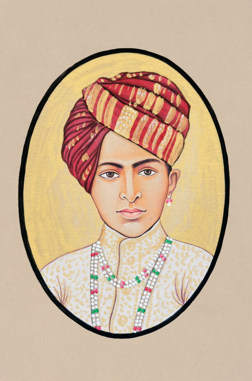 Miniaturemaleri af Maharaja Jai Singh Alwar af Indian School