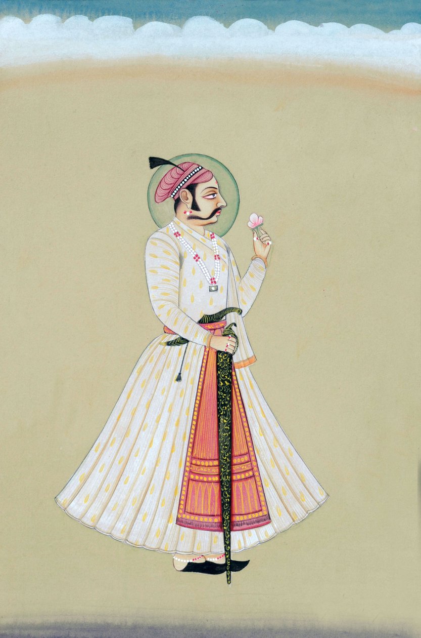 Miniaturemaleri af Maharana Amar Singh Udaipur af Indian School