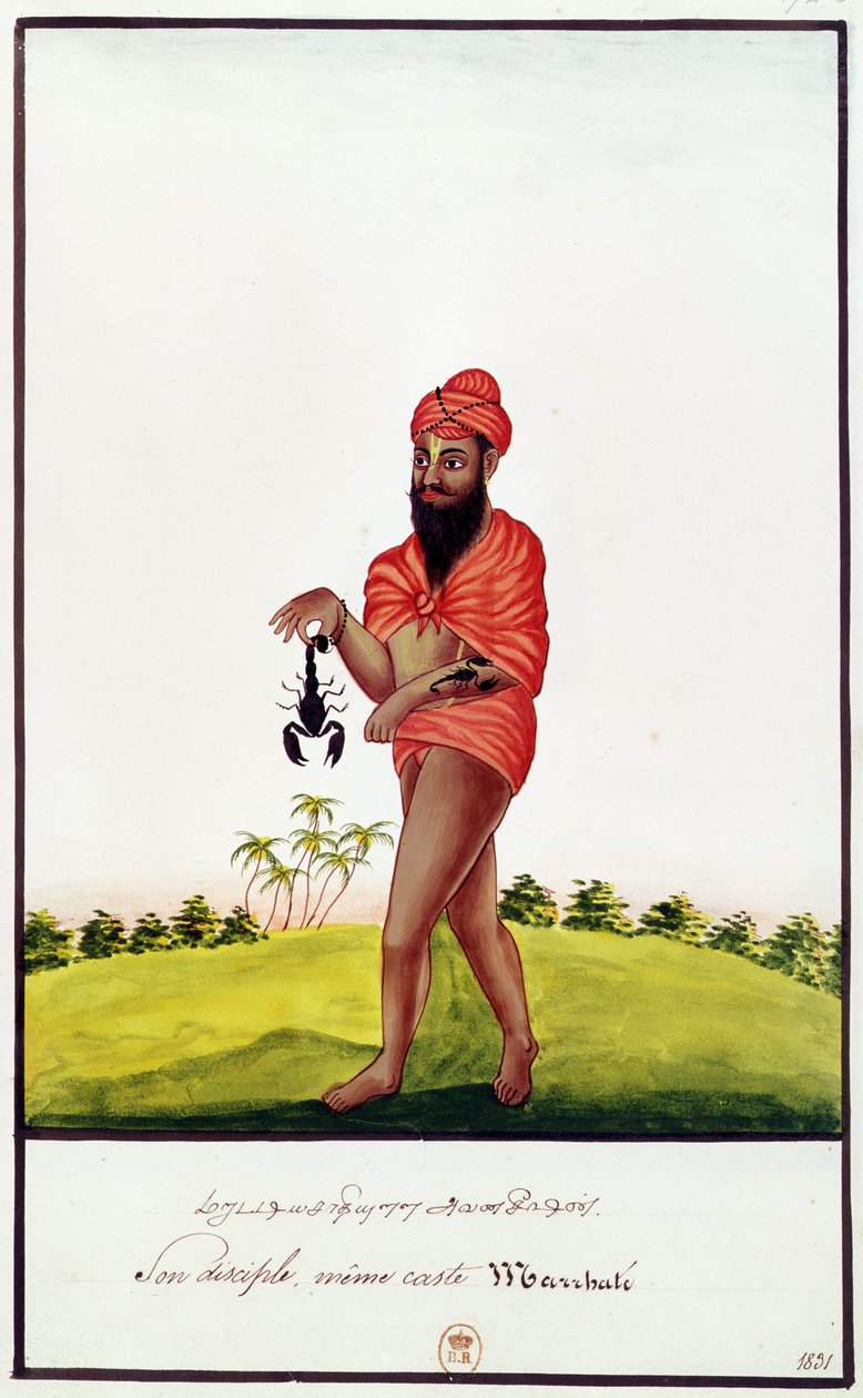 Fru Indien 743 Sælger af remedier mod skorpionbid, 1831 af Indian School