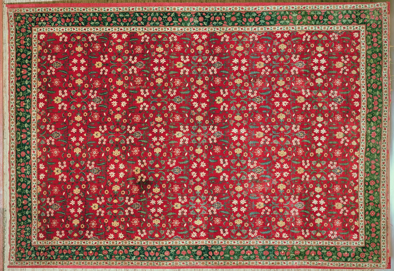 Mughal tæppe med blomst og gitterdesign, nordindisk (pashmina uld) af Indian School