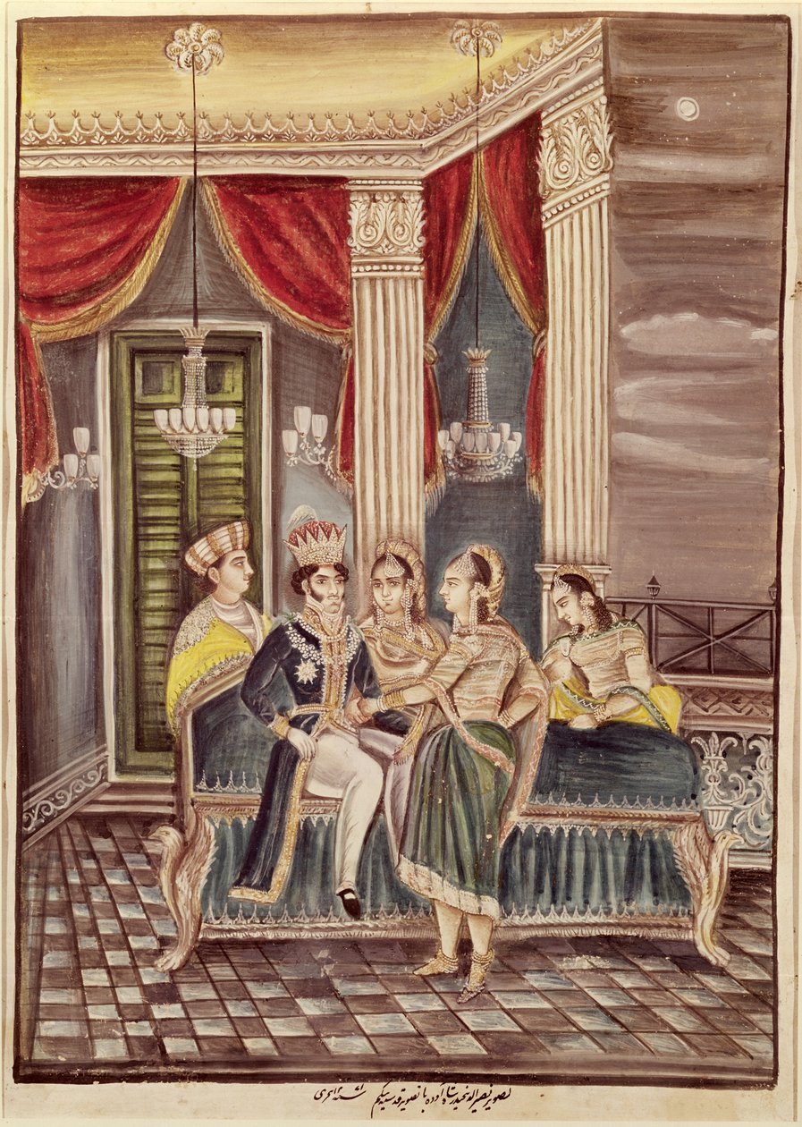 Nasir Ud-Din Haidar (1827-1873) konge af Oudh i sit palads, 1845 af Indian School