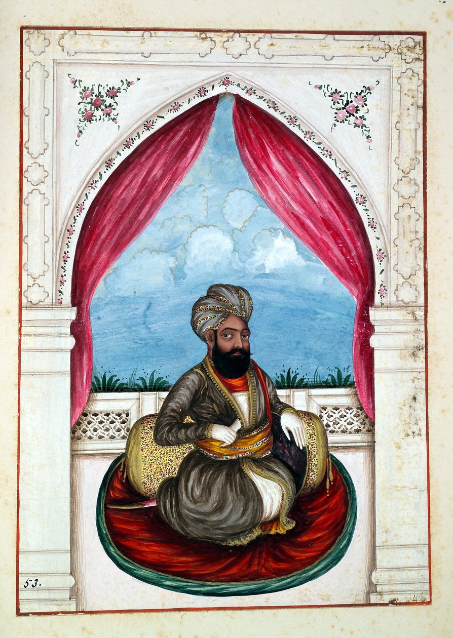 Nawab Mohammad Akhbar Khan, fra The Kingdom of the Punjab, its Rulers and Chiefs, bind II, et bind med 30 akvarelstudier af en uidentificeret indisk kunstner, ca. 1840 (wc på papir) af Indian School