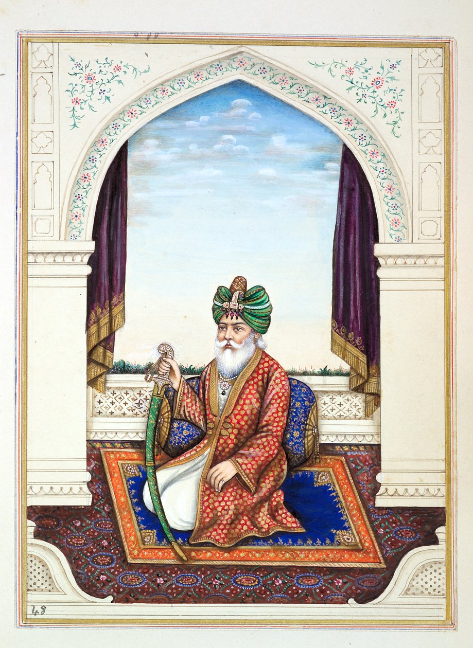 Nawab Mozaffir Khan (Multani), fra The Kingdom of the Punjab, its Rulers and Chiefs, bind II, et bind med 30 akvarelstudier af en uidentificeret indisk kunstner, ca. 1840 (wc på papir) af Indian School