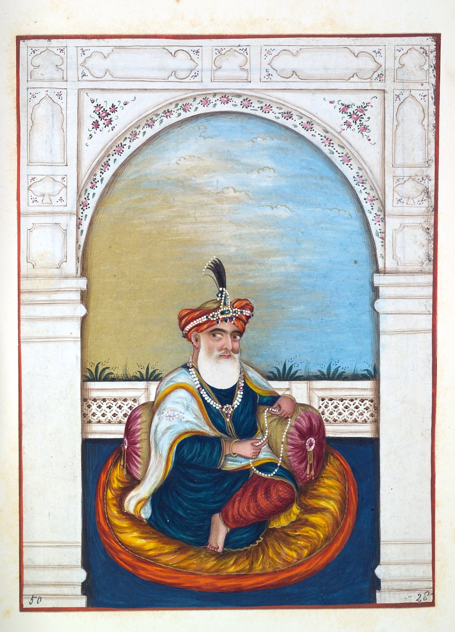 Nawab Sarfaraz Khan (Multani), fra The Kingdom of the Punjab, its Rulers and Chiefs, bind II, et bind med 30 akvarelstudier af en uidentificeret indisk kunstner, ca. 1840 (wc på papir) af Indian School