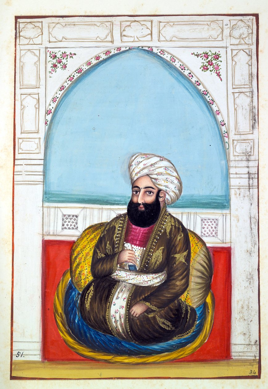 Nawab Synd Mohammad Khan, fra The Kingdom of the Punjab, its Rulers and Chiefs, bind II, et bind med 30 akvarelstudier af en uidentificeret indisk kunstner, ca. 1840 (wc på papir) af Indian School