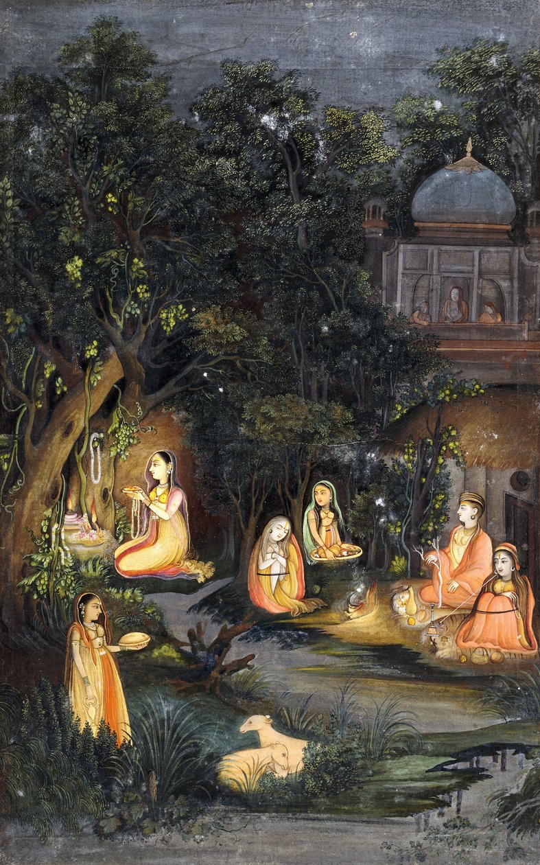 Natlig gudstjeneste og fest, c.1770 af Indian School